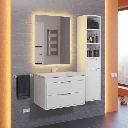 Тумба с раковиной для ванной Uperwood Modul 65 см, подвесная, глянцевая, белая фото 7