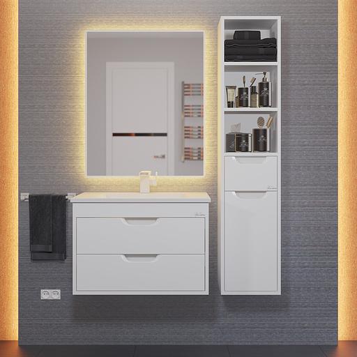 Тумба с раковиной для ванной Uperwood Modul 65 см, подвесная, матовая, белая фото 7