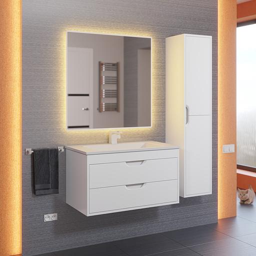 Тумба с раковиной для ванной Uperwood Modul 80 см, подвесная, матовая, белая фото 6