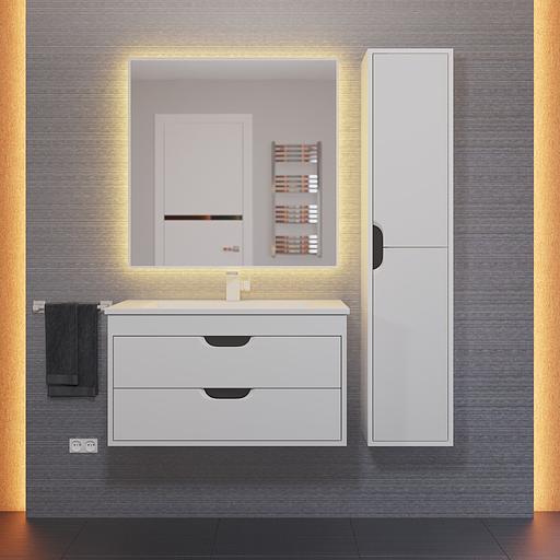 Тумба с раковиной для ванной Uperwood Modul 80 см, подвесная, матовая, белая/графит фото 10