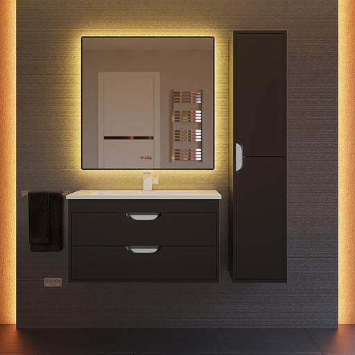 Тумба с раковиной для ванной Uperwood Modul 80 см, подвесная, матовая, черная фото 7