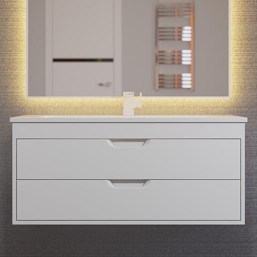 Тумба с раковиной для ванной Uperwood Modul 100 см, подвесная, глянцевая, белая фото 1