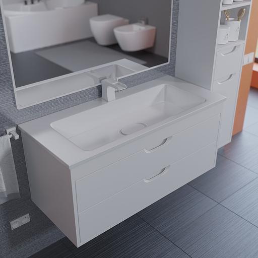 Тумба с раковиной для ванной Uperwood Modul 100 см, подвесная, матовая, белая фото 3