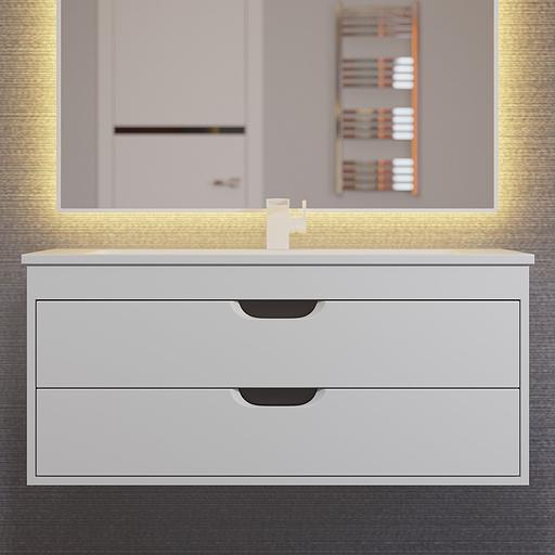 Тумба с раковиной для ванной Uperwood Modul 100 см, подвесная, матовая, белая/графит фото 1