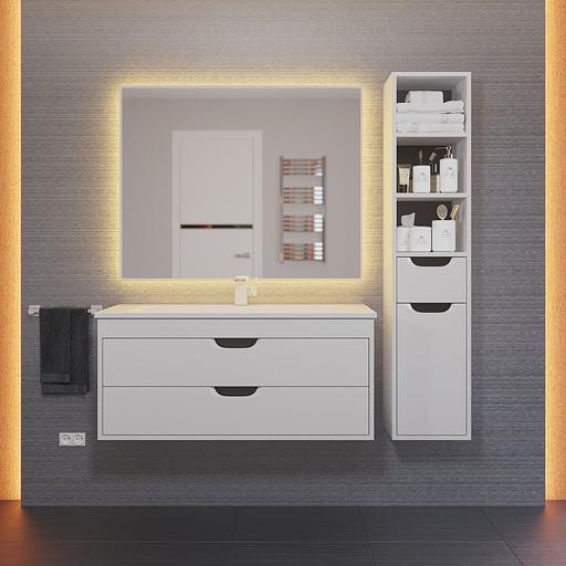 Тумба с раковиной для ванной Uperwood Modul 100 см, подвесная, матовая, белая/графит фото 8