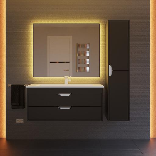 Тумба с раковиной для ванной Uperwood Modul 100 см, подвесная, матовая, черная фото 9