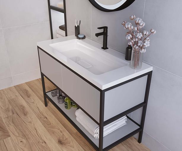 Раковина для ванной полувстраиваемая Uperwood Modul 100 см, белая глянцевая фото 3