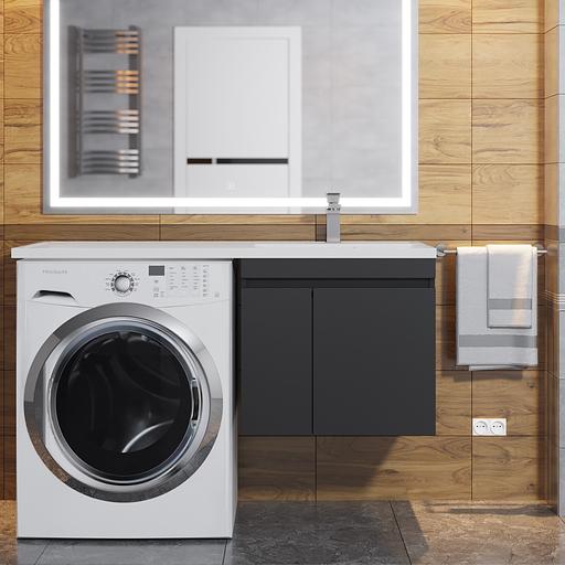Тумба под стиральную машину Uperwood Magenta, 50 см, подвесная, черная, с дверцами фото 5