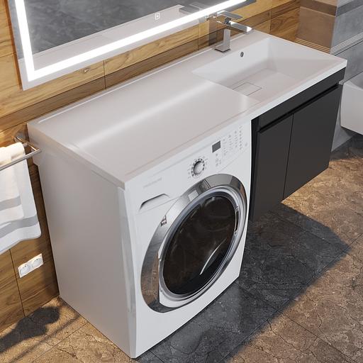 Тумба под стиральную машину Uperwood Magenta, 50 см, подвесная, черная, с дверцами фото 8