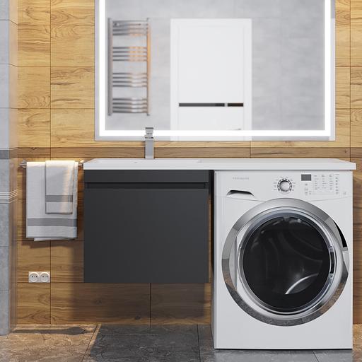 Тумба под стиральную машину Uperwood Magenta, 60 см, подвесная, черная, выдвижной ящик фото 3