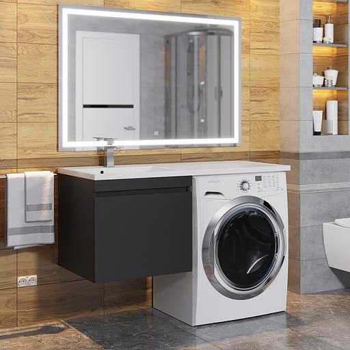 Тумба под стиральную машину Uperwood Magenta, 60 см, подвесная, черная, выдвижной ящик фото 4