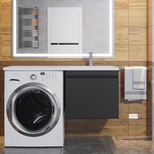 Тумба под стиральную машину Uperwood Magenta, 60 см, подвесная, черная, выдвижной ящик фото 5