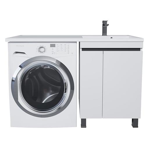 Тумба под стиральную машину Uperwood Magenta, 60 см, напольная, белая/графит, с дверцами фото 1