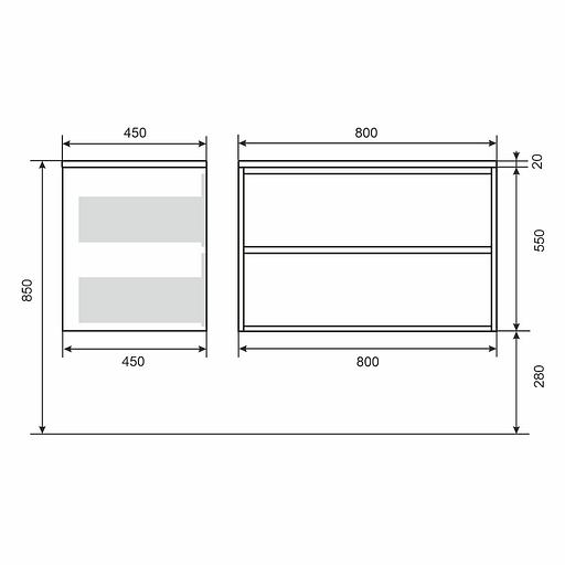 Тумба под раковину для ванной Uperwood Next подвесная, 80 см, белая/графит, 2 ящика фото 9
