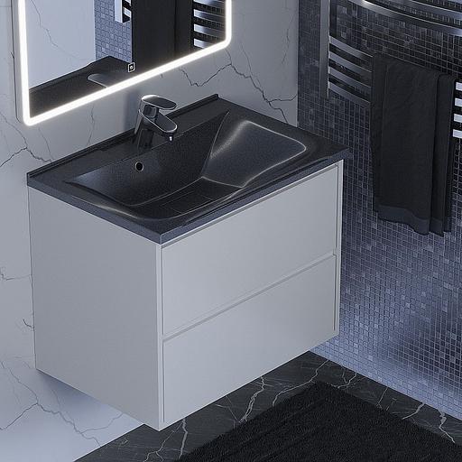 Раковина для ванной полувстраиваемая Uperwood Elen, 65 см, с декоративной крышкой, черный металл фото 1