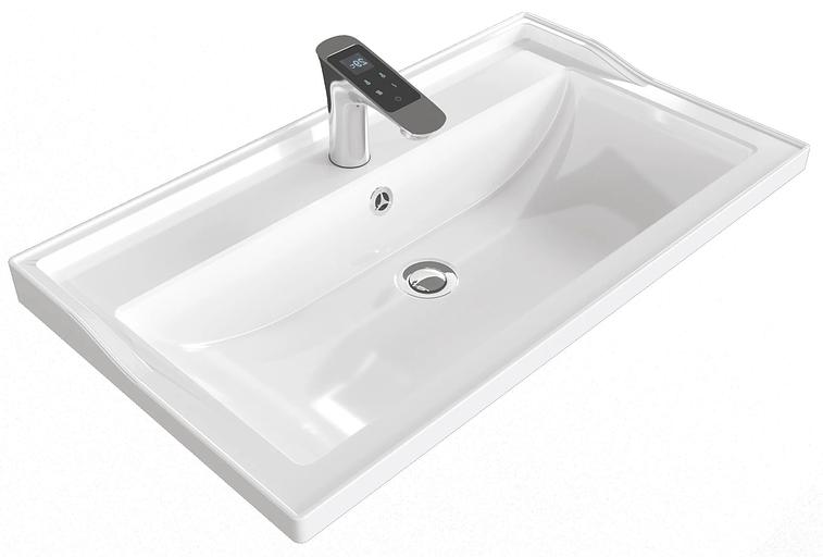 Раковина для ванной полувстраиваемая Uperwood Family 80 см, прямоугольная, белая фото 5