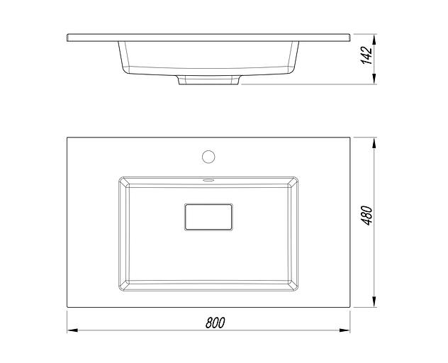 Раковина для ванной полувстраиваемая Uperwood May 80 см, прямоугольная, белая фото 3
