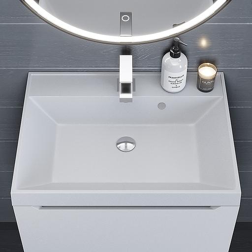 Раковина кварцевая для ванной комнаты Uperwood Classic Quartz 60 см, белая матовая, жасмин фото 3