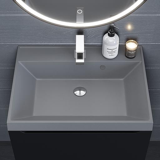 Раковина кварцевая для ванной комнаты Uperwood Classic Quartz 60 см, серая матовая, бетон фото 4