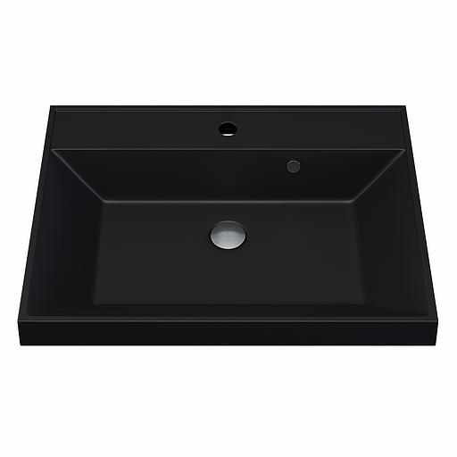 Раковина кварцевая для ванной комнаты Uperwood Classic Quartz 60 см, черная матовая, уголь фото 5