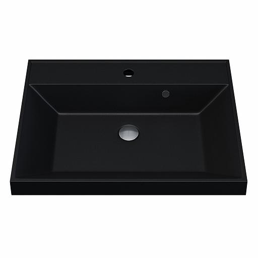 Раковина кварцевая для ванной комнаты Uperwood Classic Quartz 60 см, черная матовая, космос фото 5