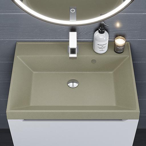 Раковина кварцевая для ванной комнаты Uperwood Classic Quartz 60 см, бежевая матовая, десерт фото 2