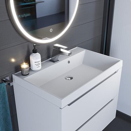 Раковина кварцевая для ванной комнаты Uperwood Classic Quartz 70 см, белая матовая, жасмин фото 1