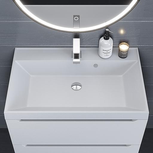 Раковина кварцевая для ванной комнаты Uperwood Classic Quartz 70 см, белая матовая, жасмин фото 2