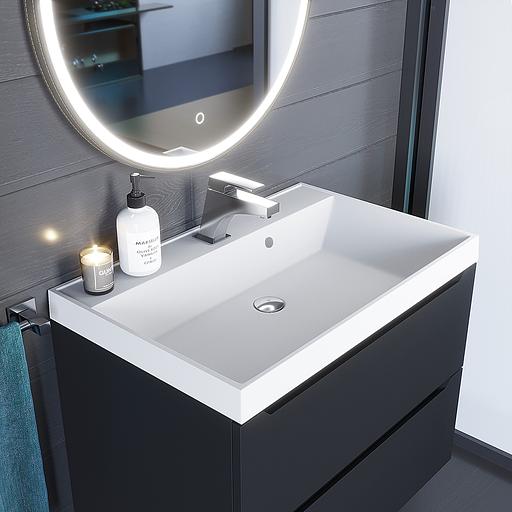 Раковина кварцевая для ванной комнаты Uperwood Classic Quartz 70 см, белая матовая, жасмин фото 4