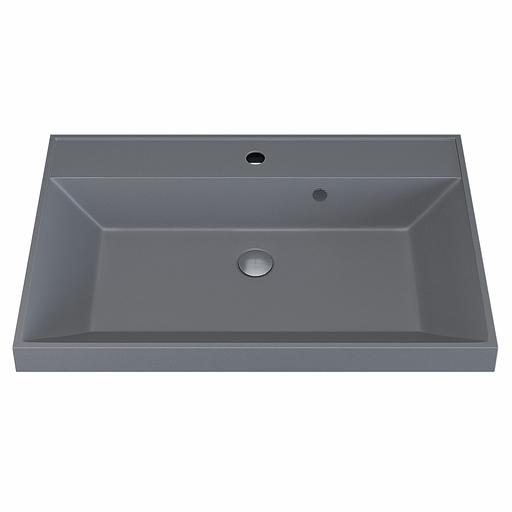 Раковина кварцевая для ванной комнаты Uperwood Classic Quartz 70 см, серая матовая, бетон фото 5