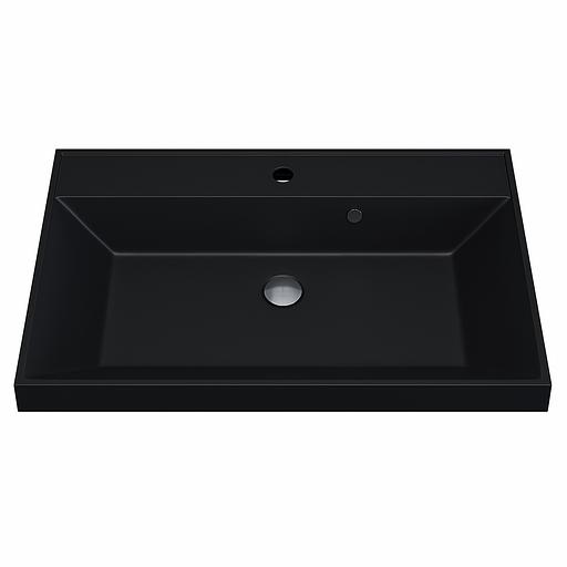 Раковина кварцевая для ванной комнаты Uperwood Classic Quartz 70 см, черная матовая, уголь фото 5