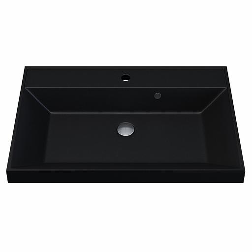 Раковина кварцевая для ванной комнаты Uperwood Classic Quartz 70 см, черная матовая, космос фото 5