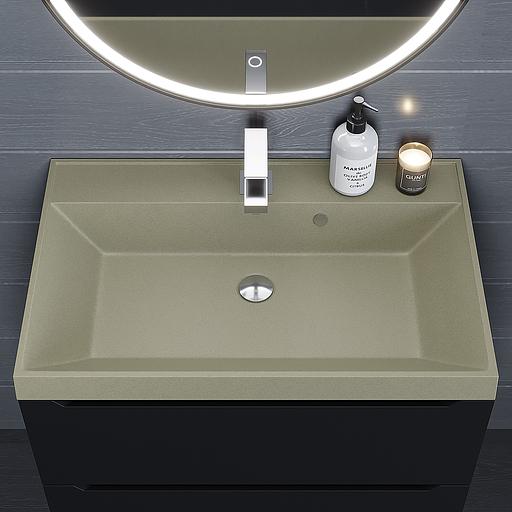 Раковина кварцевая для ванной комнаты Uperwood Classic Quartz 70 см, бежевая матовая, десерт фото 4