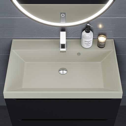 Раковина кварцевая для ванной комнаты Uperwood Classic Quartz 70 см, бежевая матовая, лён фото 2