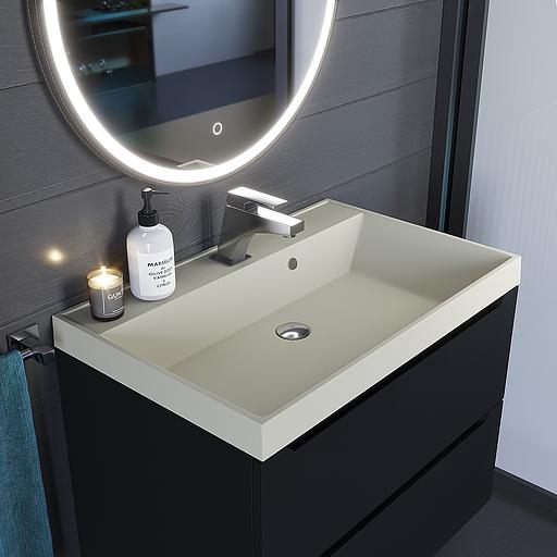 Раковина кварцевая для ванной комнаты Uperwood Classic Quartz 70 см, бежевая матовая, лён фото 3