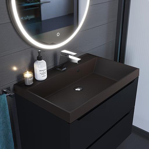 Раковина кварцевая для ванной комнаты Uperwood Classic Quartz 70 см, коричневая матовая, трюфель фото 3