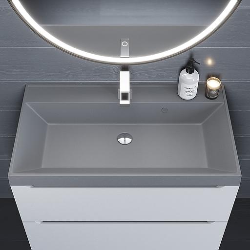 Раковина кварцевая для ванной комнаты Uperwood Classic Quartz 80 см, серая матовая, бетон фото 2