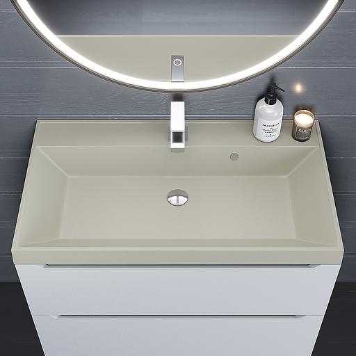 Раковина кварцевая для ванной комнаты Uperwood Classic Quartz 80 см, бежевая матовая, лён фото 4