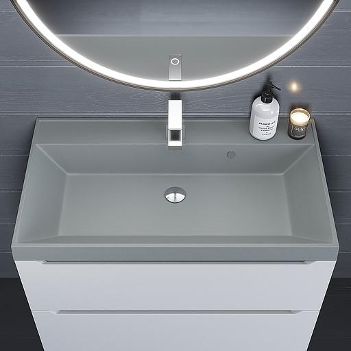 Раковина кварцевая для ванной комнаты Uperwood Classic Quartz 80 см, серая матовая, платина фото 4