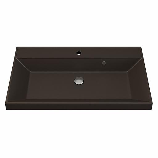 Раковина кварцевая для ванной комнаты Uperwood Classic Quartz 80 см, коричневая матовая, трюфель фото 5
