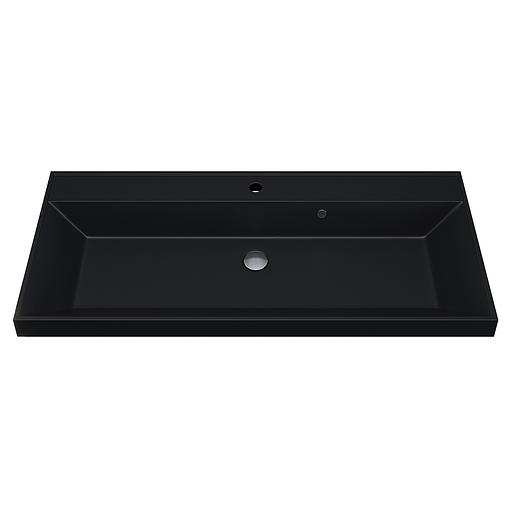 Раковина кварцевая для ванной Uperwood Classic Quartz 100 см, черная матовая, уголь фото 2