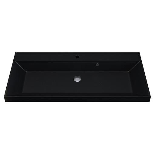 Раковина кварцевая для ванной Uperwood Classic Quartz 100 см, черная матовая, космос фото 3