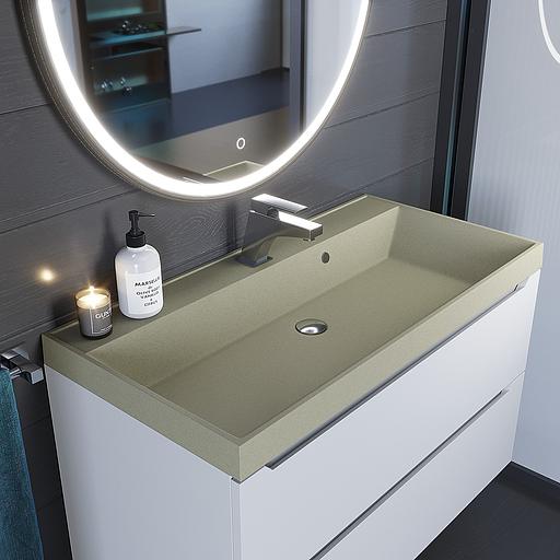 Раковина кварцевая для ванной Uperwood Classic Quartz 100 см, бежевая матовая, десерт фото 1