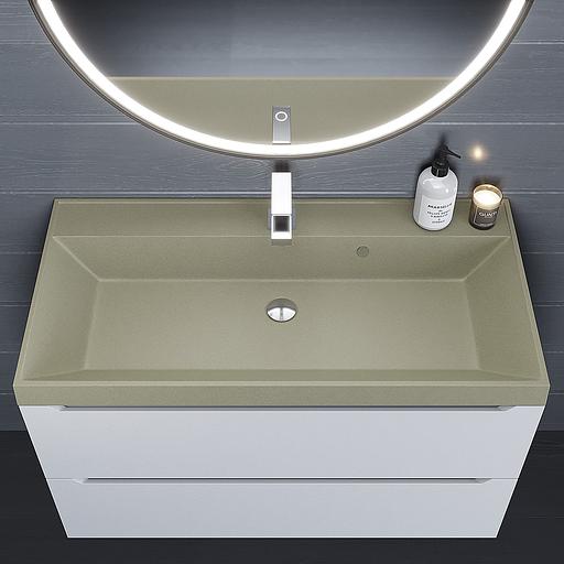 Раковина кварцевая для ванной Uperwood Classic Quartz 100 см, бежевая матовая, десерт фото 6