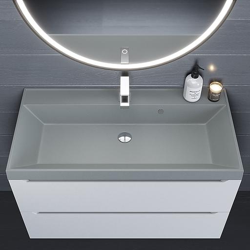 Раковина кварцевая для ванной Uperwood Classic Quartz 100 см, серая матовая, платина фото 6