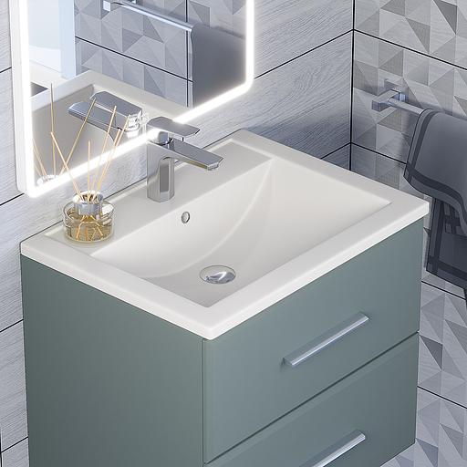 Раковина кварцевая для ванной Uperwood Foster Quartz 60 см, белая матовая, жасмин фото 1