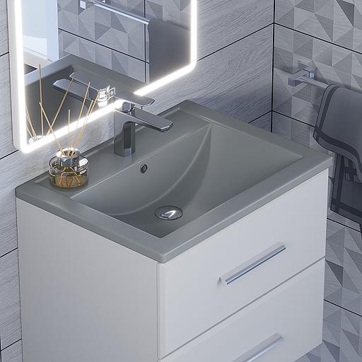 Раковина кварцевая для ванной Uperwood Foster Quartz 60 см, серая матовая, бетон фото 1