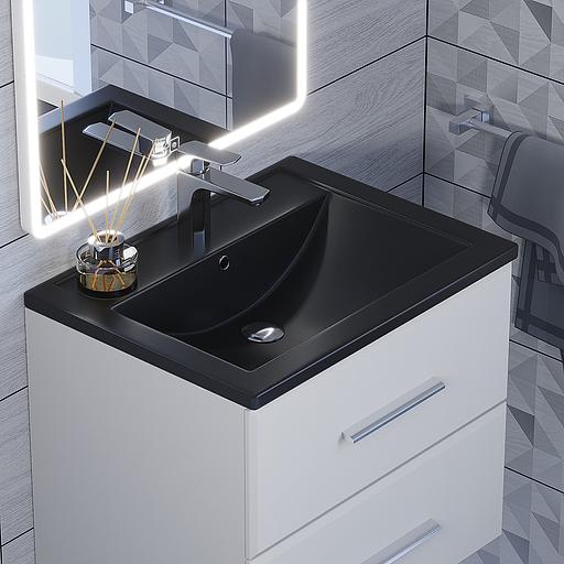 Раковина кварцевая для ванной Uperwood Foster Quartz 60 см, черная матовая, уголь фото 1