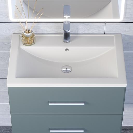 Раковина кварцевая для ванной Uperwood Foster Quartz 70 см, белая матовая, жасмин фото 2