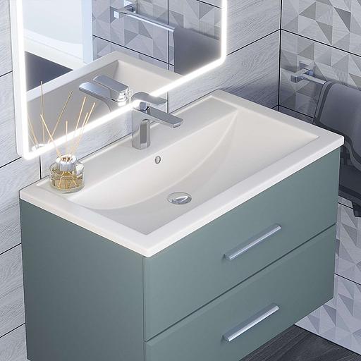 Раковина кварцевая для ванной Uperwood Foster Quartz 80 см, белая матовая, жасмин фото 1